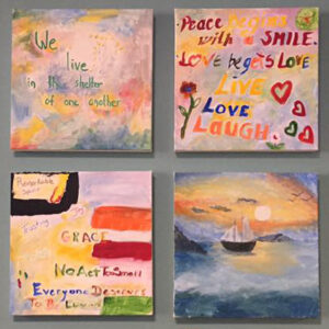 Four examples of patient artwork at Journey Home Hospice.